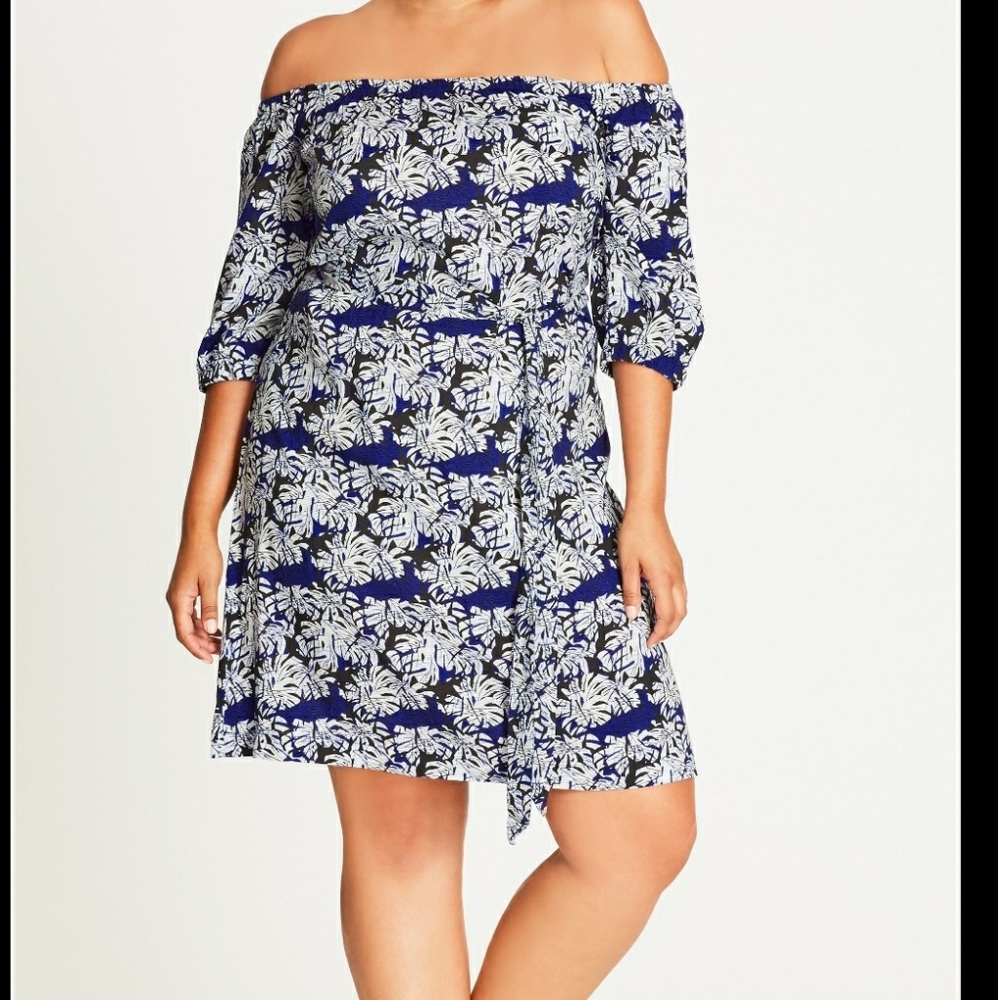 City Chic Blue Palm dress